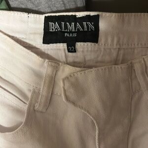 Balmain White Denim Cargo Shorts